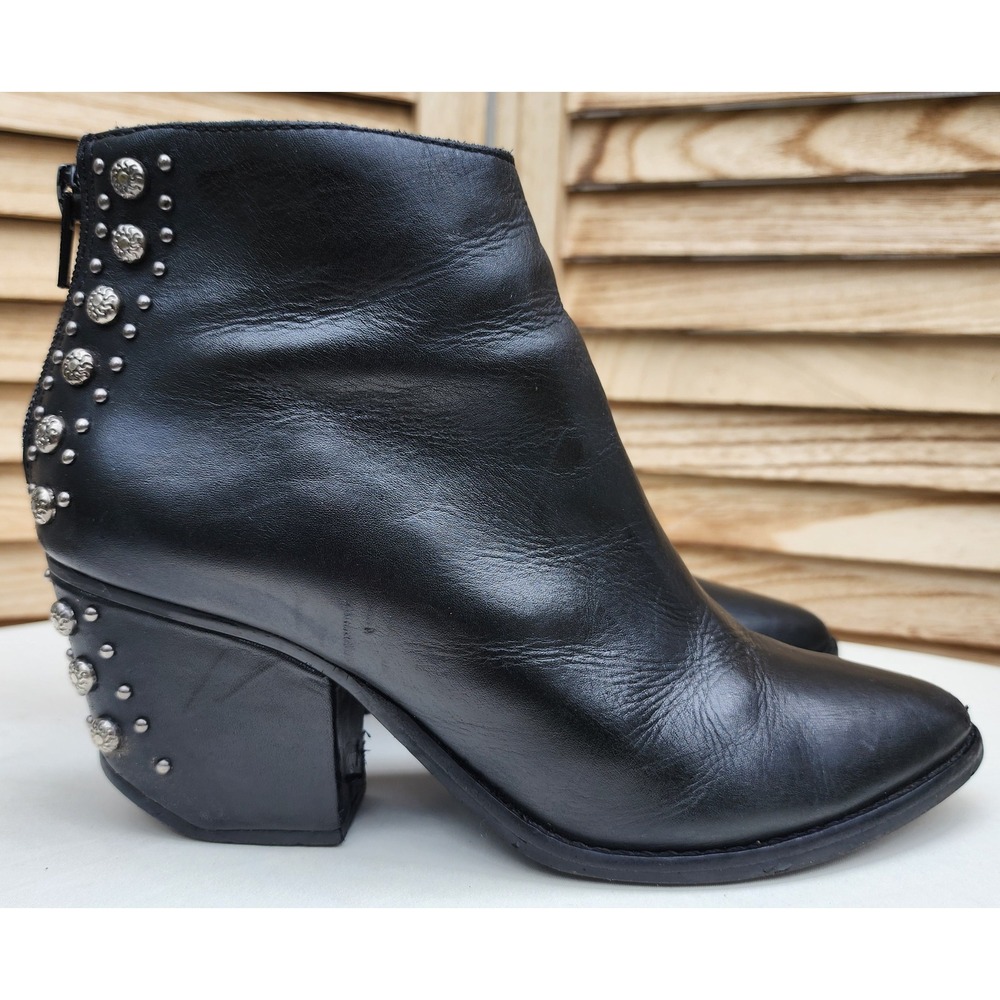 Matisse Sz 7M Black Leather Orwell Studded Block Heel Ankle Boots Whimsygoth